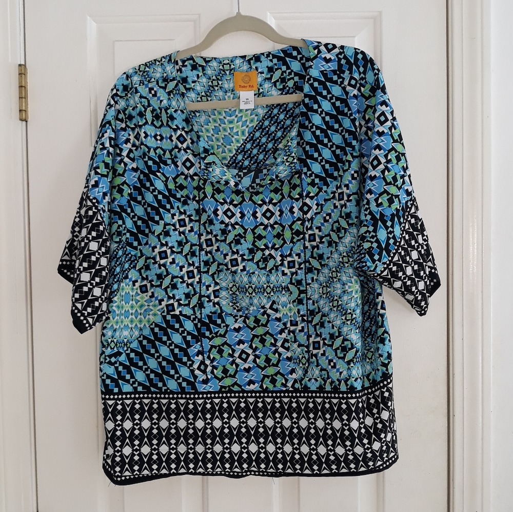 Ruby Rd Geometric Print Top Size 16 - image 1